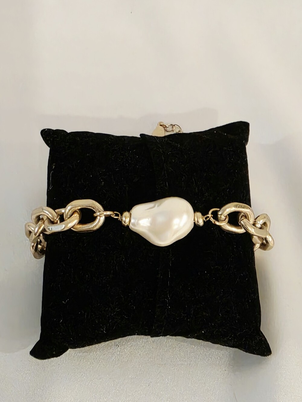 8 Other Reasons Anklet Bracelet Large Pearl & Thick Rolo Chain 14k  Goldplated